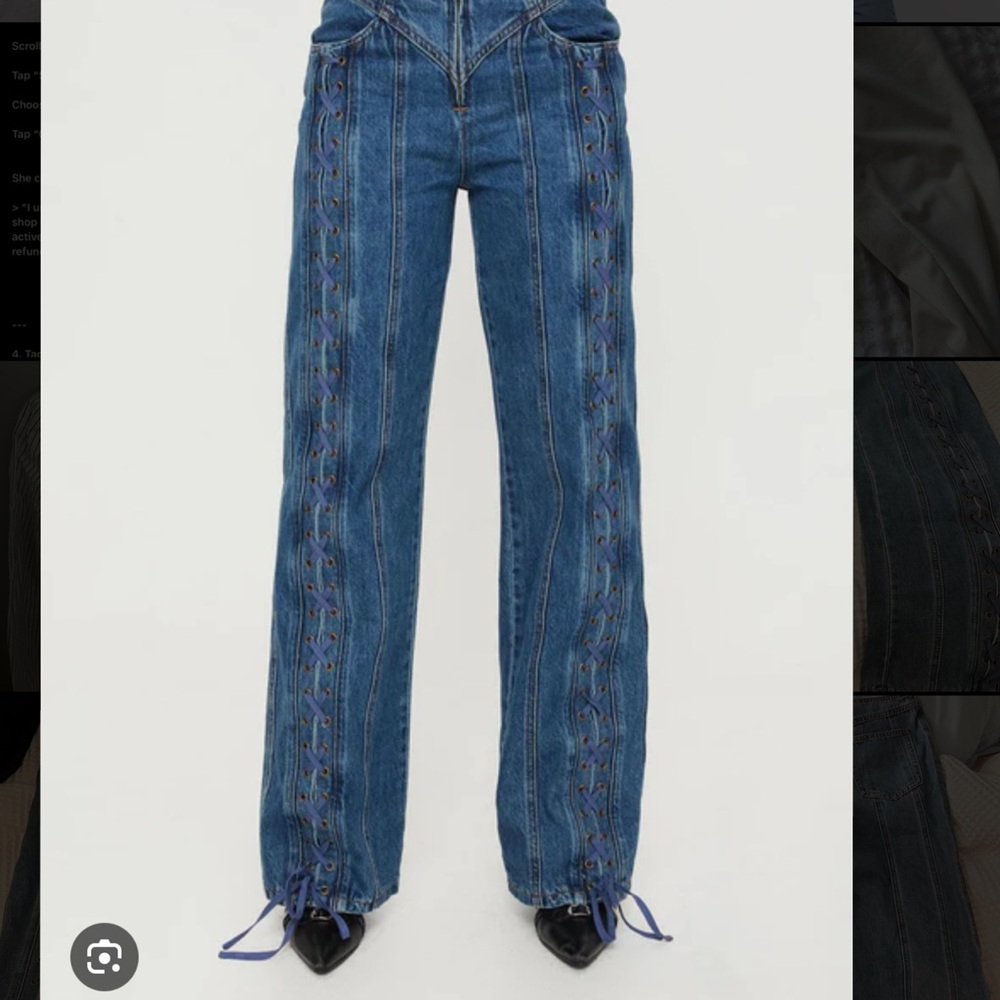 Lioness Blue Flare Wide Leg Jeans